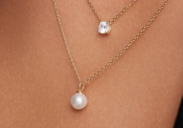 Tov Essentials Parel Pendant Ketting 14 Karaat Goud