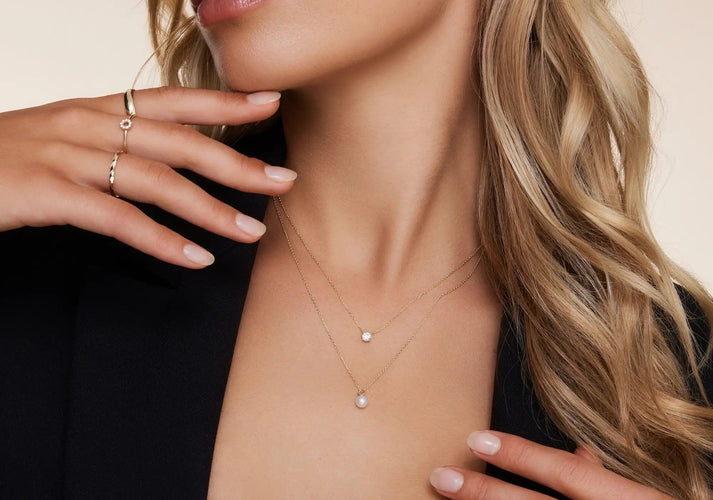 Tov Essentials Parel Pendant Ketting 14 Karaat Goud