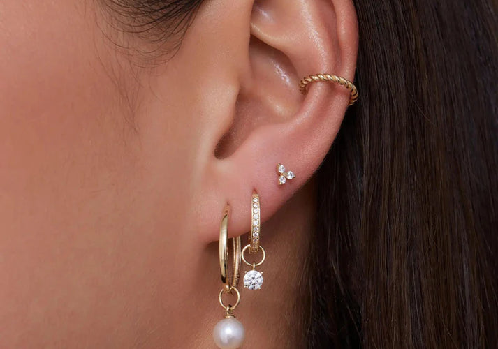 Tov Essentials Parel Zirkonia Oorbel Bedels Set 14 Karaat Goud