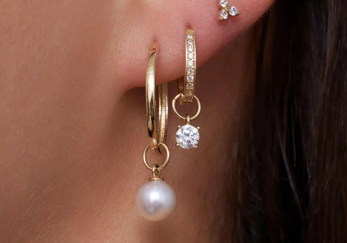 Tov Essentials Parel Zirkonia Oorbel Bedels Set 14 Karaat Goud