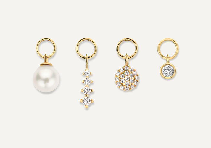 tov essentials Parel Zirkonia Oorbel Bedels Set 14 Karaat Goud