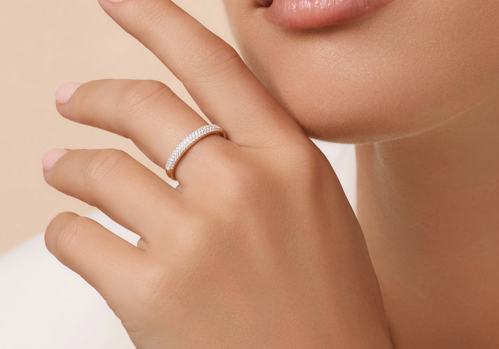 Tov Essentials Pavé Diamant Alliance Ring (0.22 Ct) 14 Karaat Goud Met Diamanten