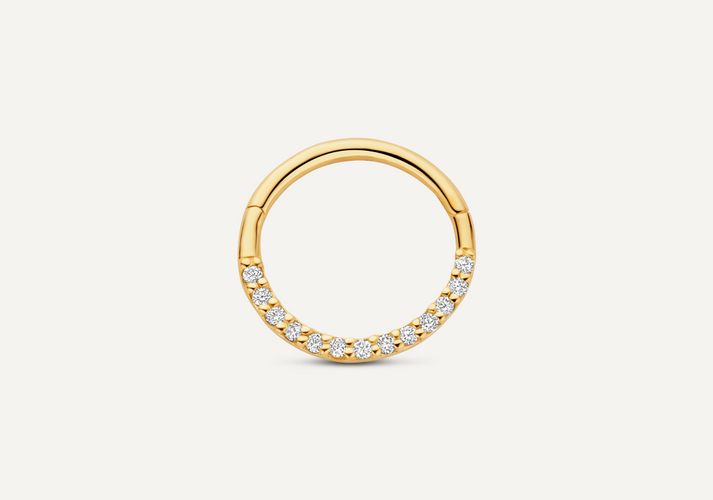 tov essentials Pavé Diamant Daith Hoop Piercing (13mm) (0.06 ct) 14 Karaat Goud met Diamanten