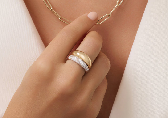 Tov Essentials Pavé Diamant Dome Ring (0.50 Ct) 14 Karaat Goud Met Diamanten