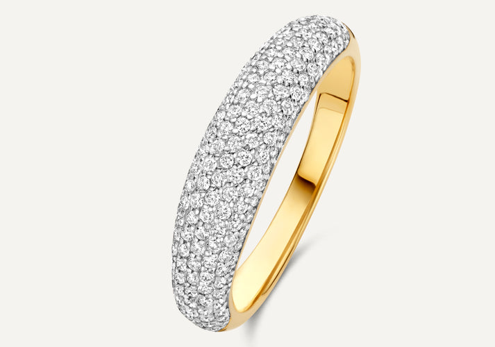 tov essentials Pavé Diamant Dome Ring (0.50 ct) 14 Karaat Goud met Diamanten