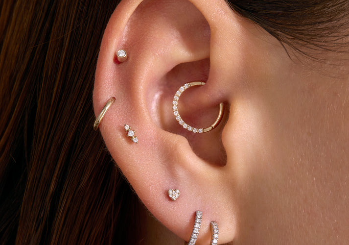 Tov Essentials Pavé Diamant Hart Piercing (0.02 Ct) 14 Karaat Goud Met Diamanten