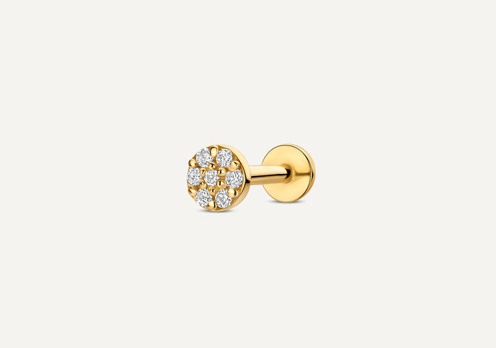 tov essentials Pavé Diamant Ronde Piercing (0.04 ct) 14 Karaat Goud met Diamanten