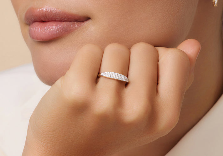 Tov Essentials Pavé Diamant Zegelring (0.20 Ct) 14 Karaat Goud Met Diamanten