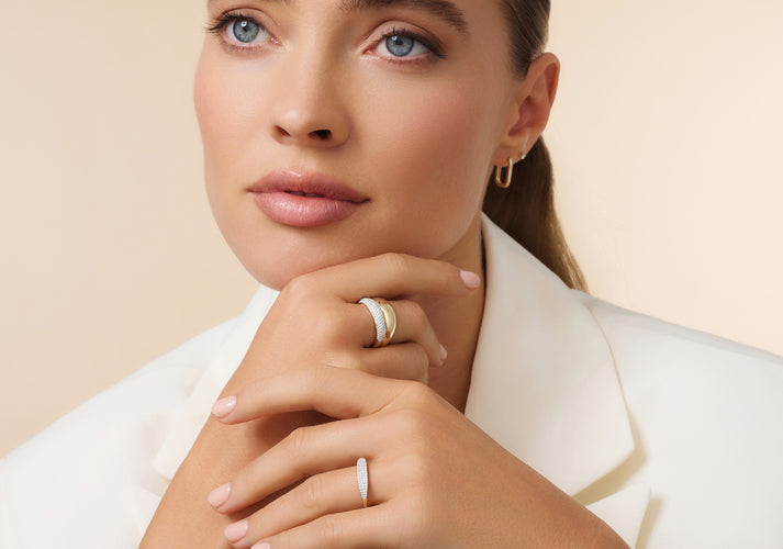 Tov Essentials Pavé Diamant Zegelring (0.20 Ct) 14 Karaat Goud Met Diamanten