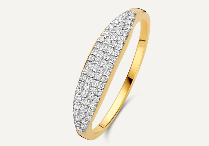 tov essentials Pavé Diamant Zegelring (0.20 ct) 14 Karaat Goud met Diamanten