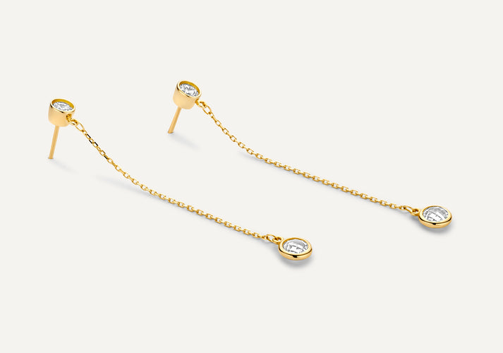 Tov Essentials Pavé Ronde Zirkonia Oorhangers 14 Karaat Goud