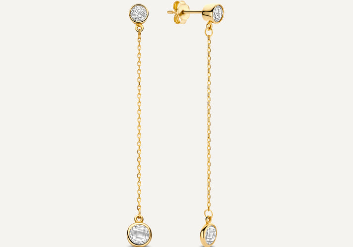 tov essentials Pavé Ronde Zirkonia Oorhangers 14 Karaat Goud tov essentials Pavé Ronde Zirkonia Oorhangers 14 Karaat Goud