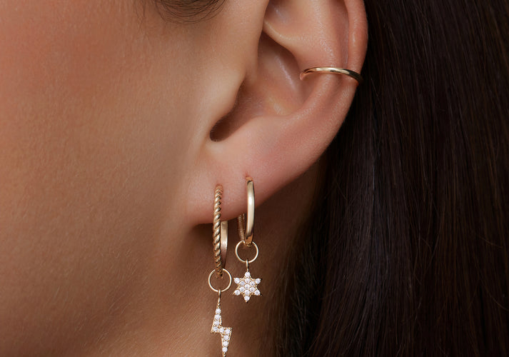 Tov Essentials Pavé Zirkonia Bliksem Oorbel Bedel 14 Karaat Goud