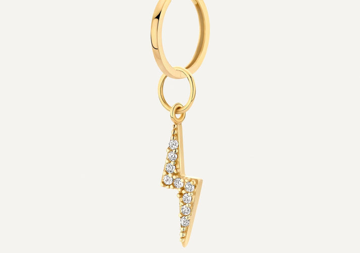 Tov Essentials Pavé Zirkonia Bliksem Oorbel Bedel 14 Karaat Goud