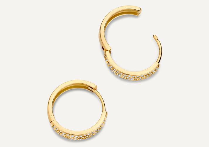 Tov Essentials Pavé Zirkonia Brede Kleine Hoops (15mm) 14 Karaat Goud