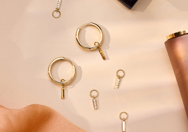 Tov Essentials Pavé Zirkonia Brede Staaf Oorbel Bedel 14 Karaat Goud