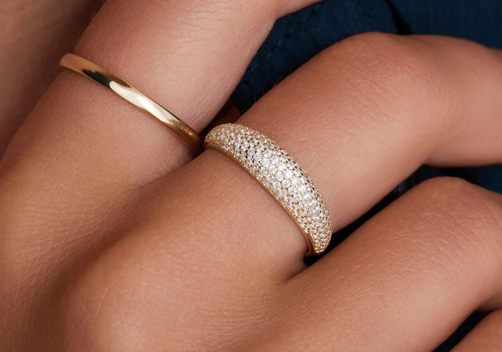 Tov Essentials Pavé Zirkonia Dome Ring 14 Karaat Goud