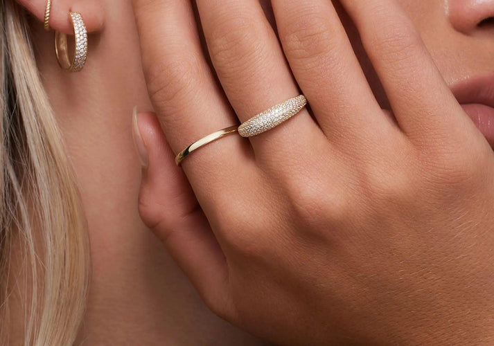 Tov Essentials Pavé Zirkonia Dome Ring 14 Karaat Goud