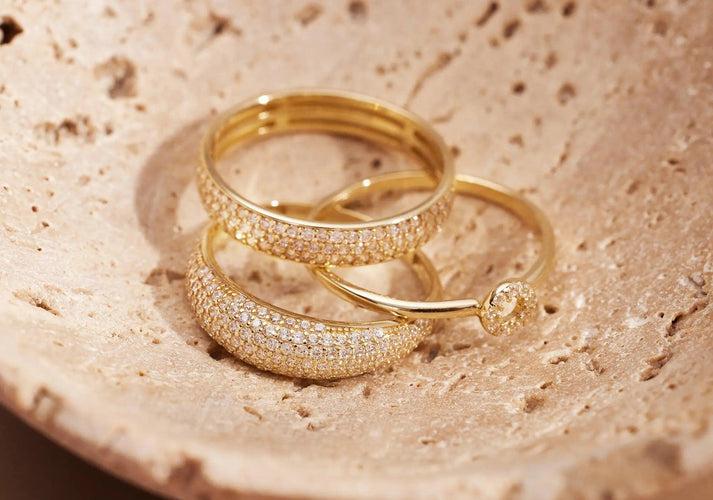 Tov Essentials Pavé Zirkonia Dome Ring 14 Karaat Goud