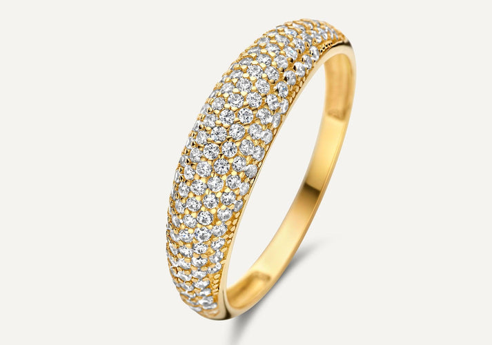 tov essentials Pavé Zirkonia Dome Ring 14 Karaat Goud