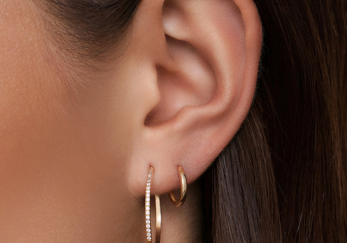 Tov Essentials Pavé Zirkonia Grote Hoops (25mm) 14 Karaat Goud