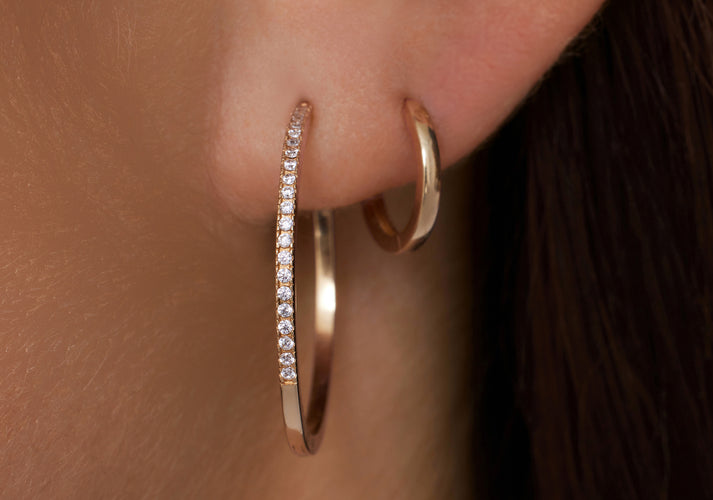 Tov Essentials Pavé Zirkonia Grote Hoops (25mm) 14 Karaat Goud