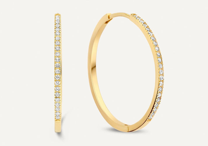 tov essentials Pavé Zirkonia Grote Hoops (25mm) 14 Karaat Goud