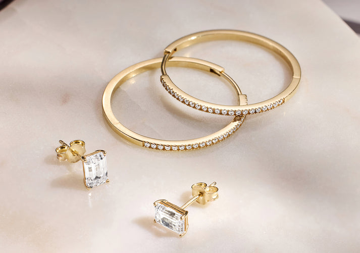 Tov Essentials Pavé Zirkonia Grote Hoops Oorbellen Set 14 Karaat Goud