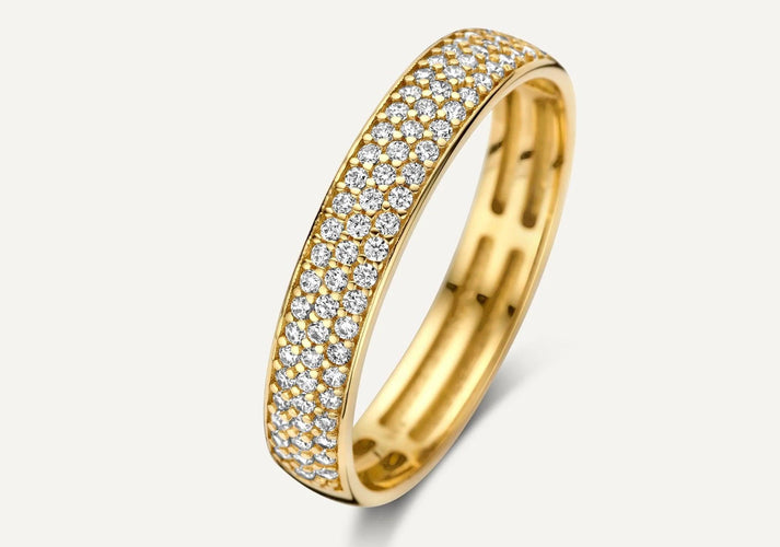 tov essentials Pavé Zirkonia Half Eternety Ring 14 Karaat Goud
