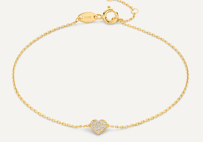 tov essentials Pavé Zirkonia Hart Armband 14 Karaat Goud