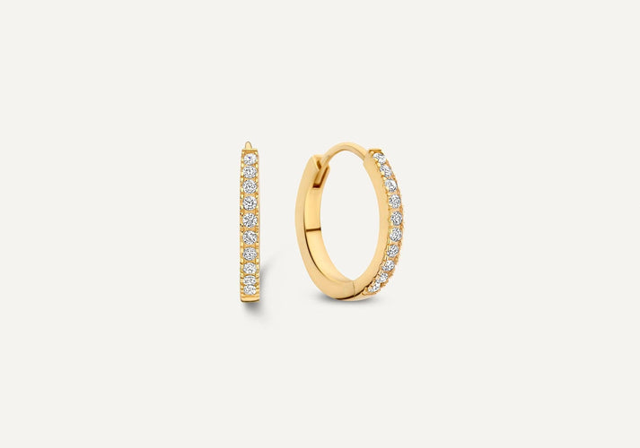 tov essentials Pavé Zirkonia Huggie Hoops (12mm) 14 Karaat Goud
