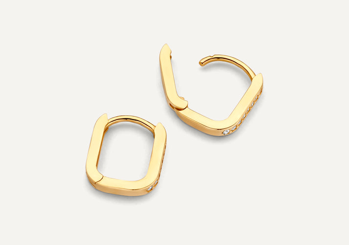 Tov Essentials Pavé Zirkonia Huggie U Hoops (12mm) 14 Karaat Goud