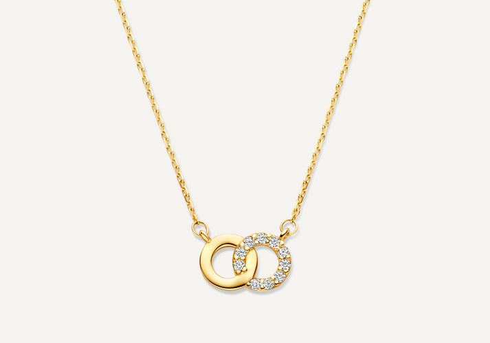 tov essentials Pavé Zirkonia Linked Infinity Pendant Ketting 14 Karaat Goud