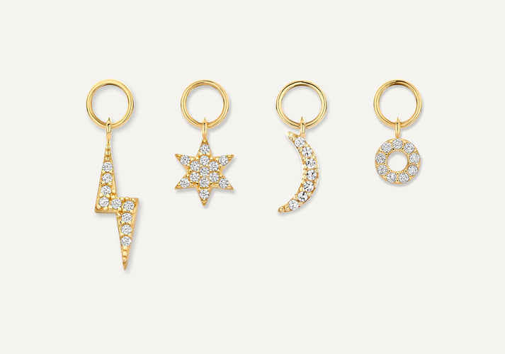 tov essentials Pavé Zirkonia Oorbel Bedels Set 14 Karaat Goud