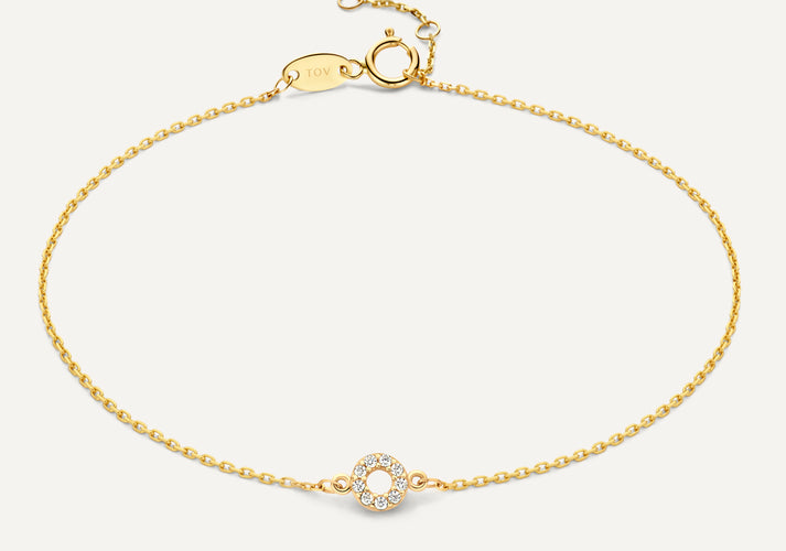 tov essentials Pavé Zirkonia Open Halo Armband 14 Karaat Goud