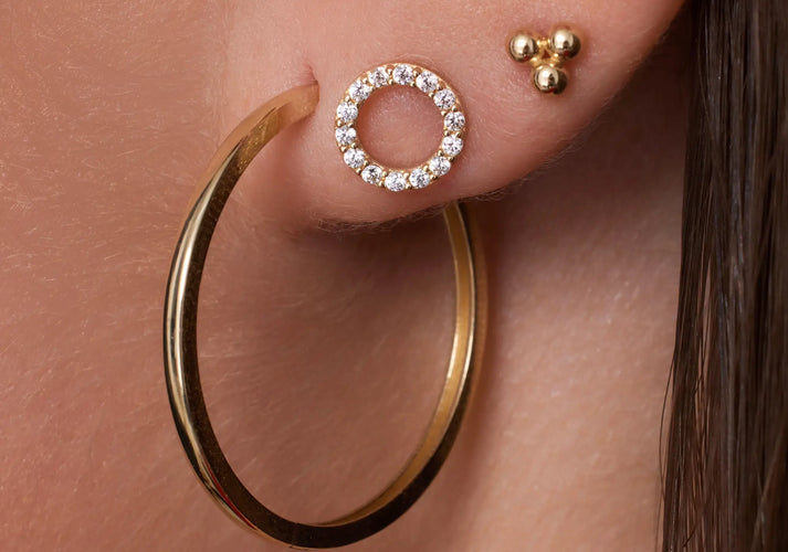 Tov Essentials Pavé Zirkonia Open Halo Oorknopjes 14 Karaat Goud