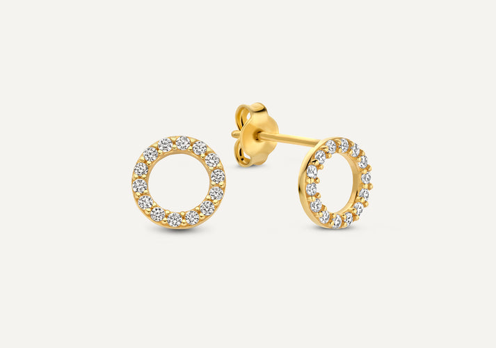 tov essentials Pavé Zirkonia Open Halo Oorknopjes 14 Karaat Goud tov essentials Pavé Zirkonia Open Halo Oorknopjes 14 Karaat Goud
