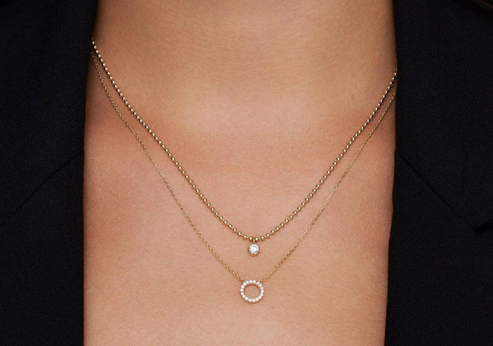 Tov Essentials Pavé Zirkonia Open Halo Pendant Ketting 14 Karaat Goud