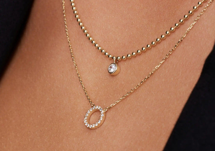 Tov Essentials Pavé Zirkonia Open Halo Pendant Ketting 14 Karaat Goud