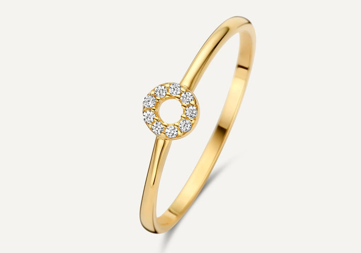 tov essentials Pavé Zirkonia Open Halo Ring 14 Karaat Goud