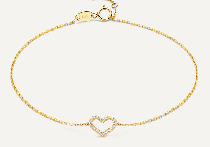 tov essentials Pavé Zirkonia Open Hart Armband 14 Karaat Goud
