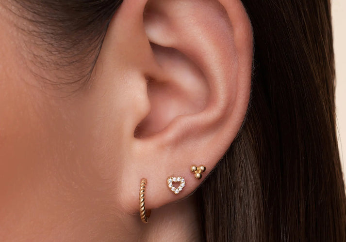 Tov Essentials Pavé Zirkonia Open Hart Oorknopjes 14 Karaat Goud