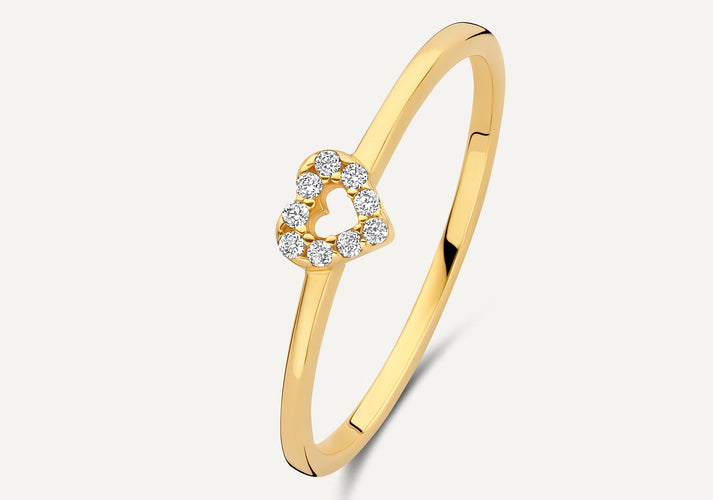 tov essentials Pavé Zirkonia Open Hart Ring 14 Karaat Goud
