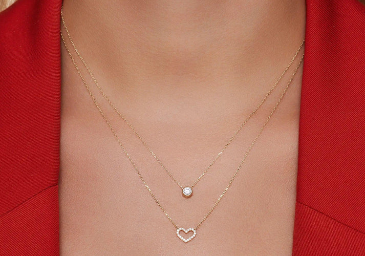 Tov Essentials Pavé Zirkonia Open Harten Set 14 Karaat Goud