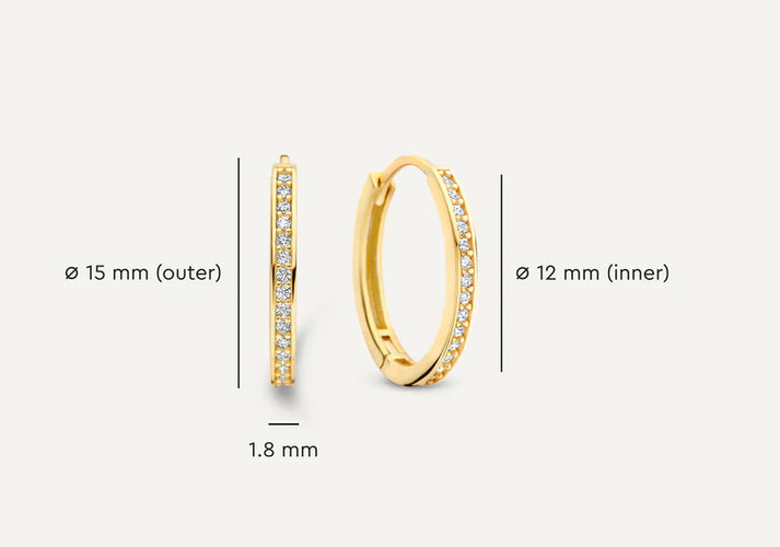 Tov Essentials Pavé Zirkonia Ovale Hoops Set 14 Karaat Goud