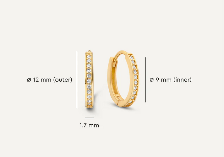 Tov Essentials Pavé Zirkonia Ovale Hoops Set 14 Karaat Goud