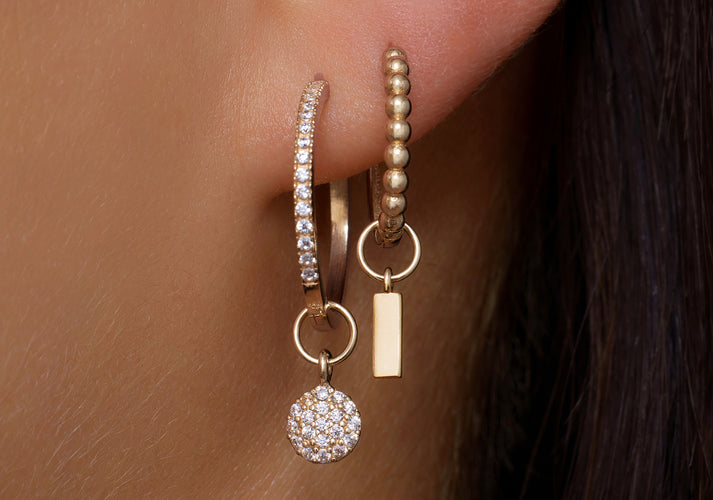 Tov Essentials Pavé Zirkonia Ronde Oorbel Bedel 14 Karaat Goud