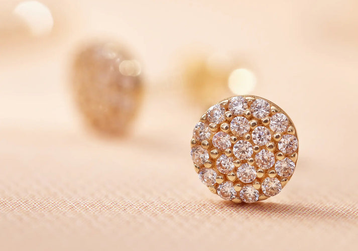 Tov Essentials Pavé Zirkonia Ronde Oorknopjes 14 Karaat Goud