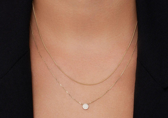 Tov Essentials Pavé Zirkonia Ronde Pendant Ketting 14 Karaat Goud