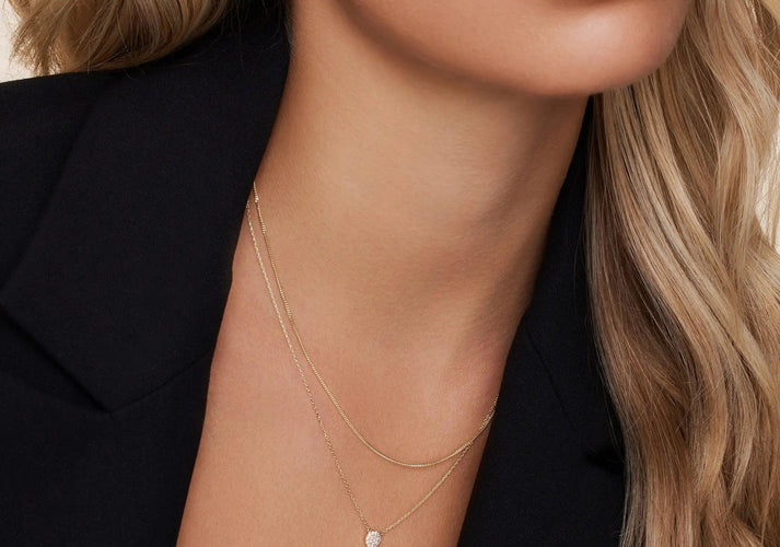 Tov Essentials Pavé Zirkonia Ronde Pendant Ketting 14 Karaat Goud